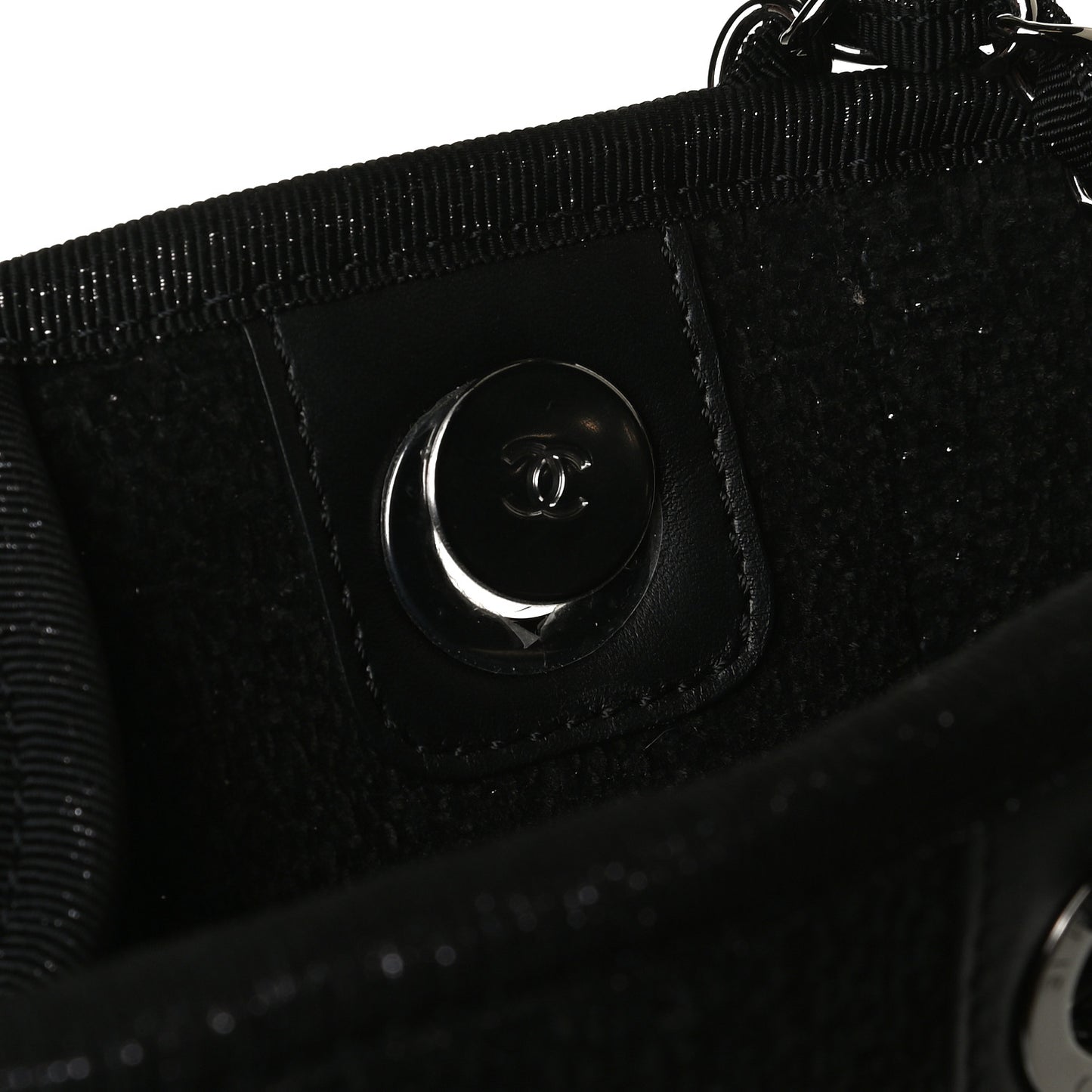 Lurex Boucle Mini Deauville Tote Black