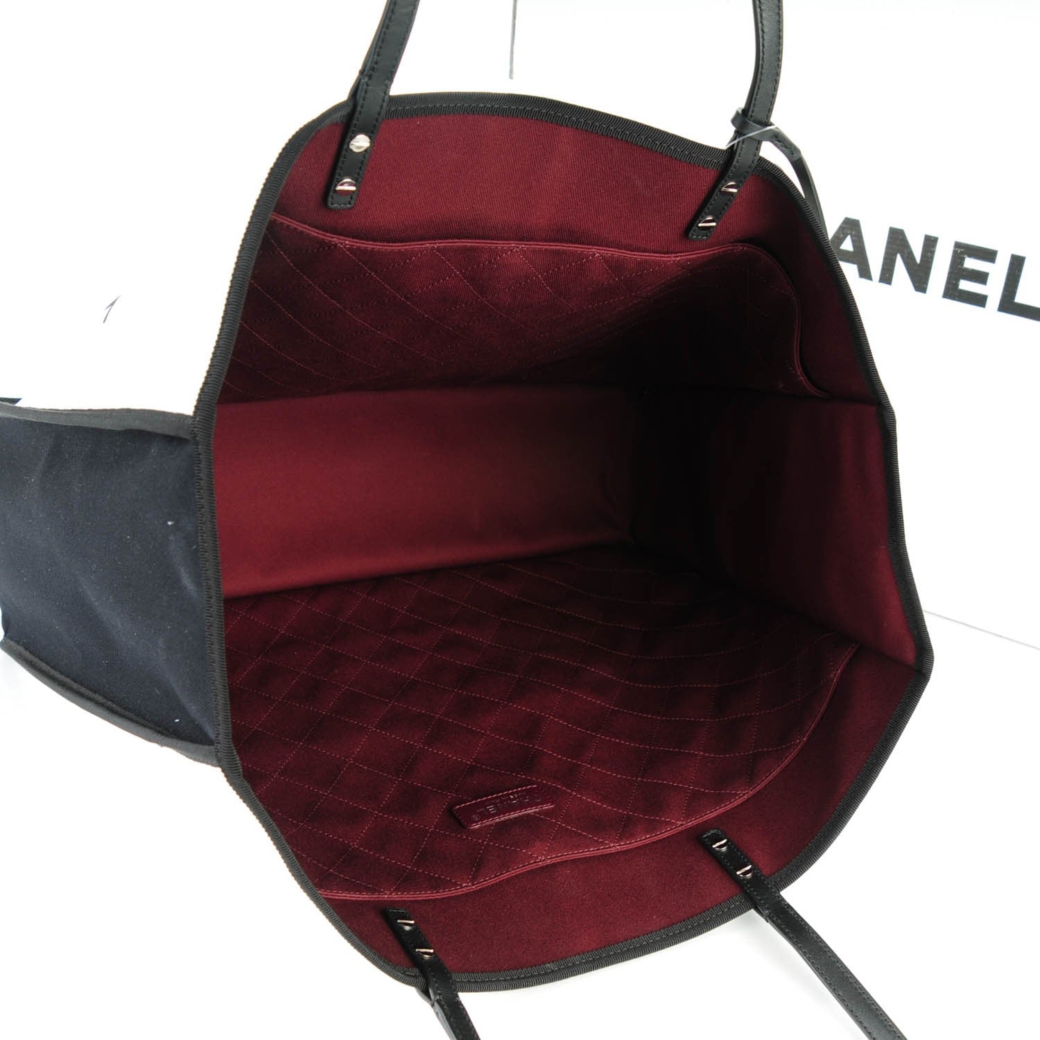 Chanel Canvas Calfskin Large Let's Demonstrate Tote White Black 5 of 7