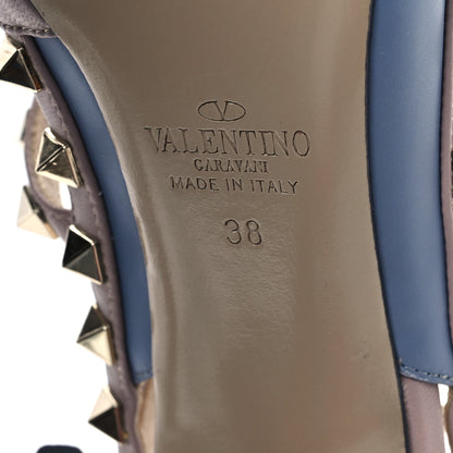 Valentino Garavani Calfskin Nappa Rockstud Ankle Strap 100mm Pumps  38 Baltique Poudre 7 of 8