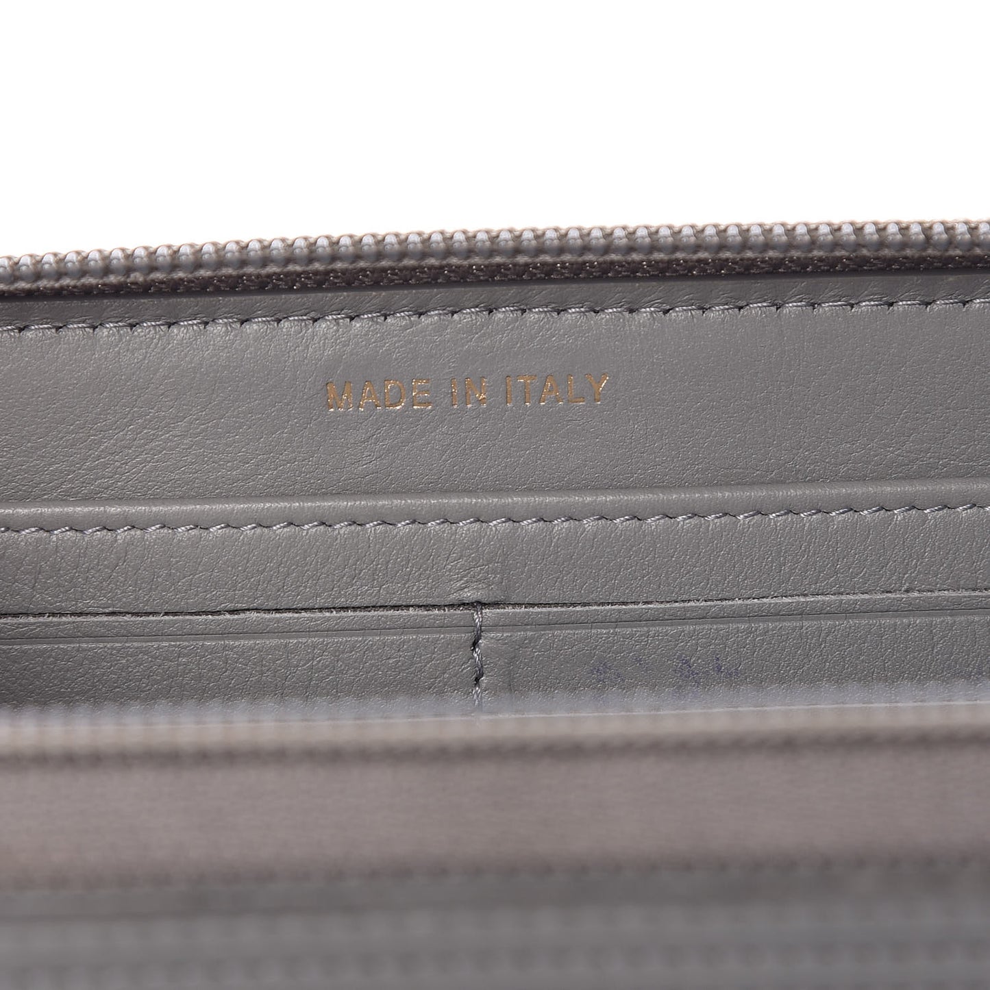 Lambskin Quilted Boy Zip Around Wallet Grey
