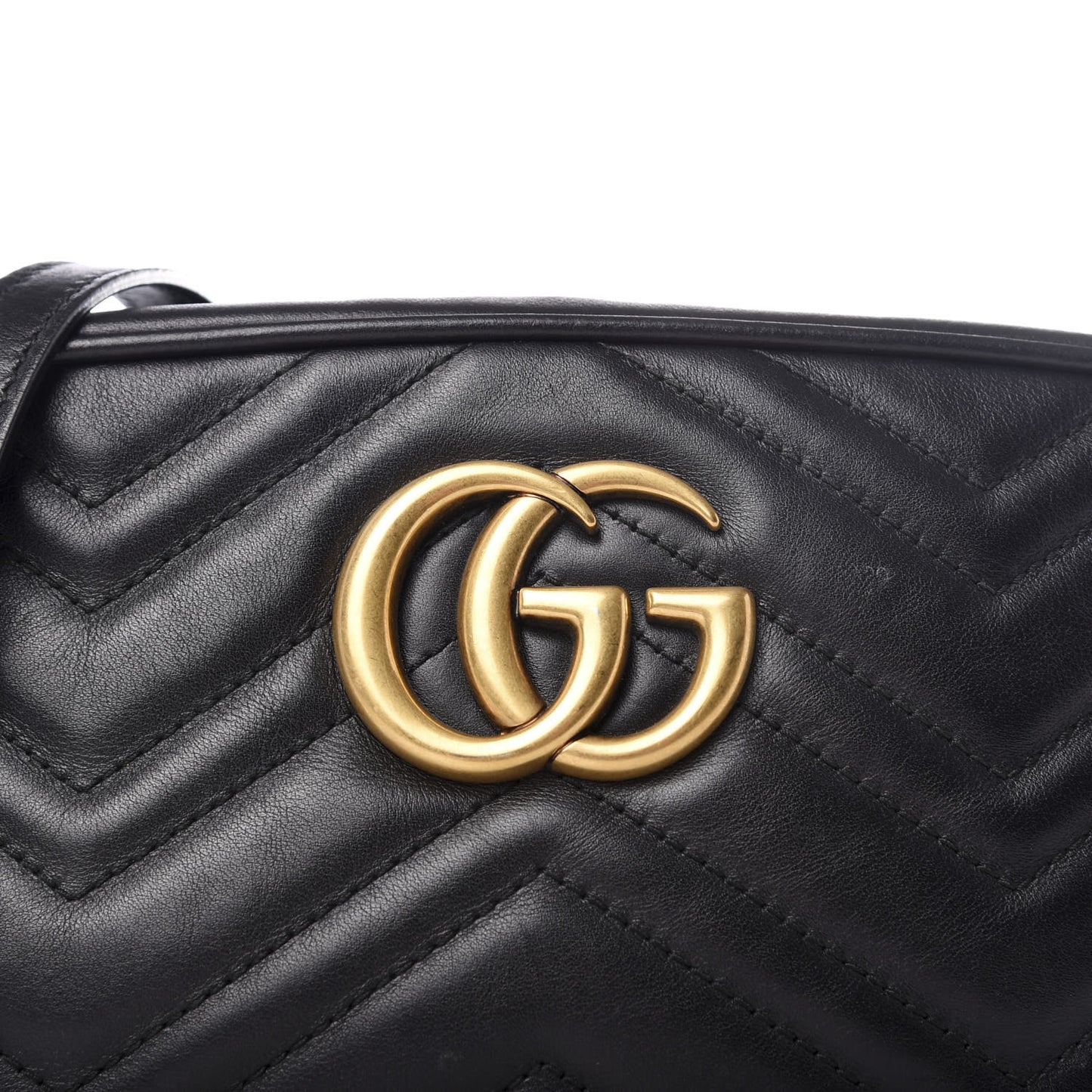 Calfskin Matelasse Small GG Marmont Chain Shoulder Bag Black