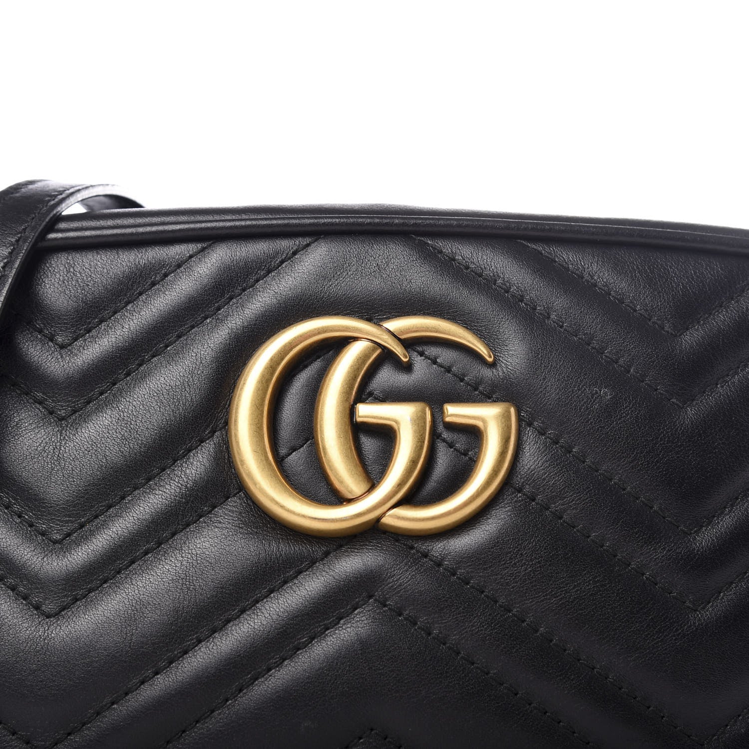 Gucci Calfskin Matelasse Small GG Marmont Chain Shoulder Bag Black 9 of 9