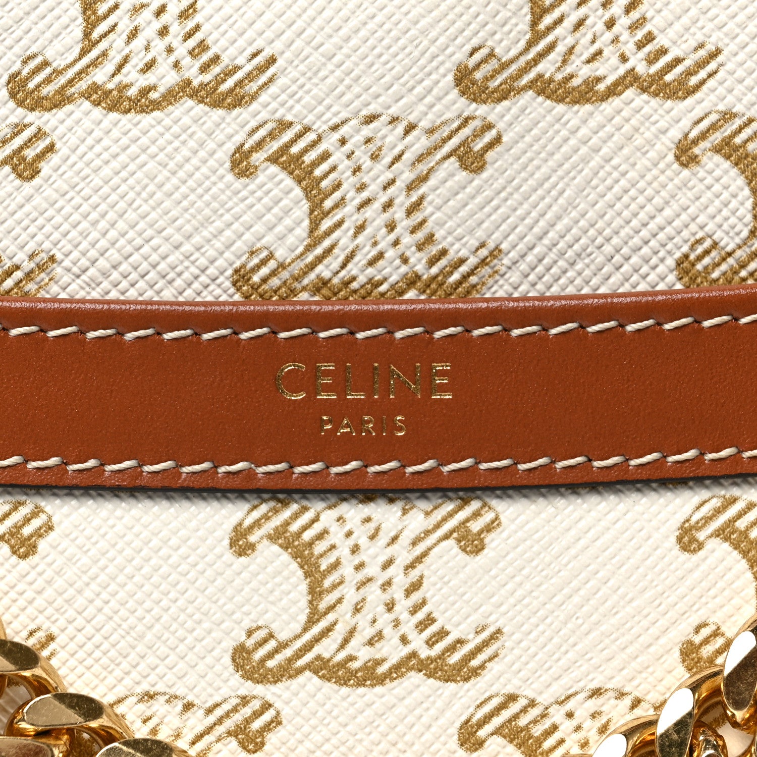 Celine Calfskin Triomphe Canvas Small Patapans White 6 of 8