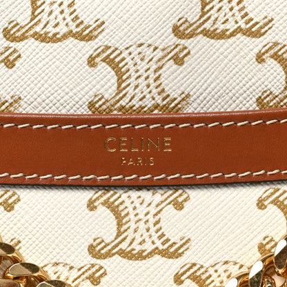 Celine Calfskin Triomphe Canvas Small Patapans White 6 of 8