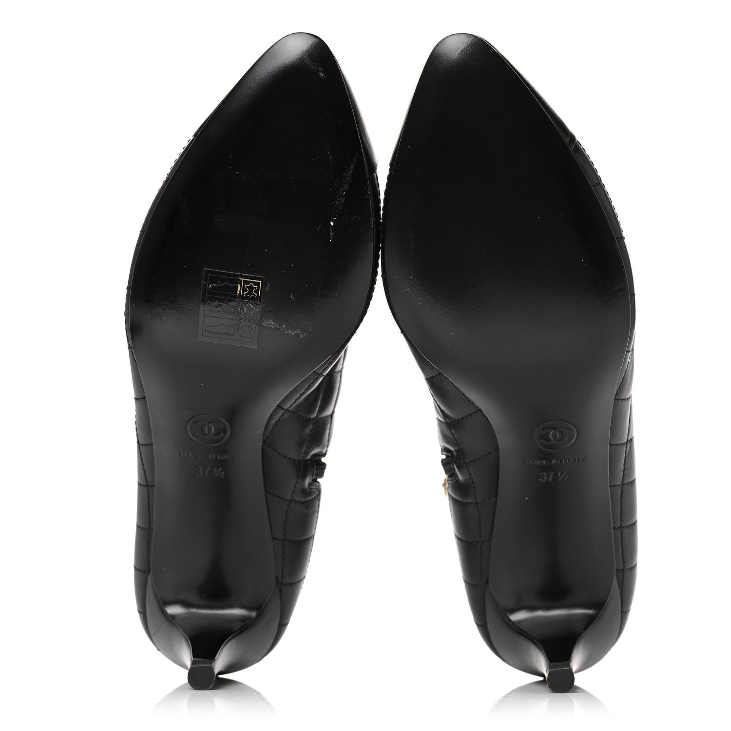 Chanel Calfskin Quilted Cap Toe Short Boots 37.5 Black 5 of 8