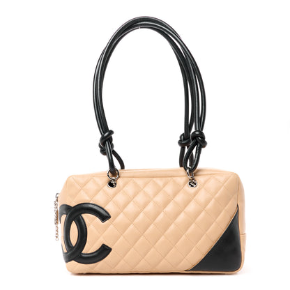 Chanel Calfskin Quilted Large Cambon Bowler Beige Black 1 of 11