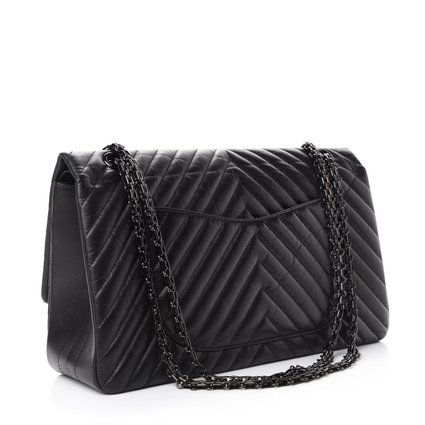 Aged Calfskin Chevron Quilted 2.55 Reissue 227 Flap So Black