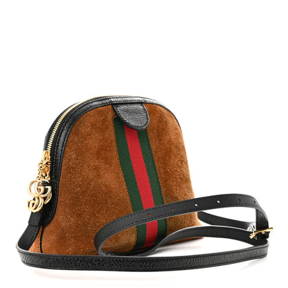 Gucci Suede Patent Web Small Ophidia Dome Shoulder Bag Nocciola Black 3 of 10