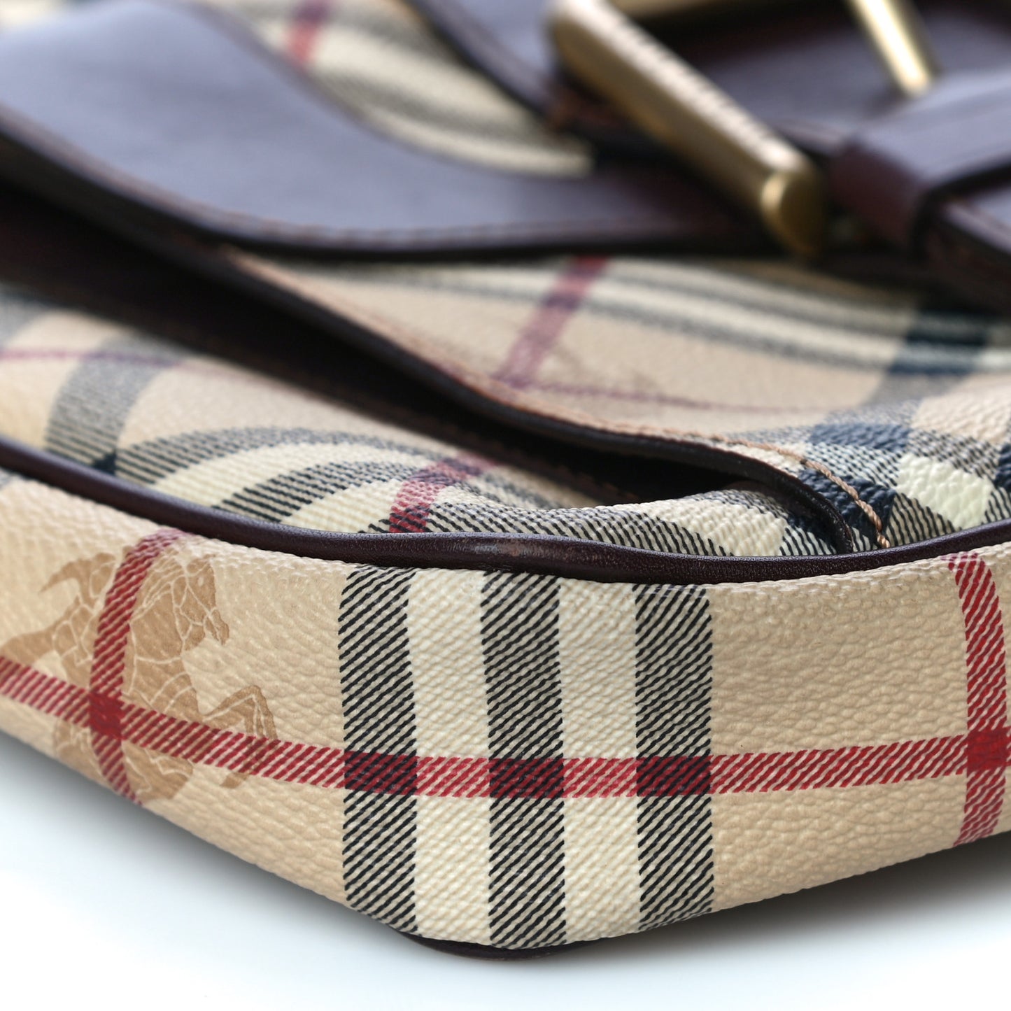 Haymarket Check Buckle Tote Brown