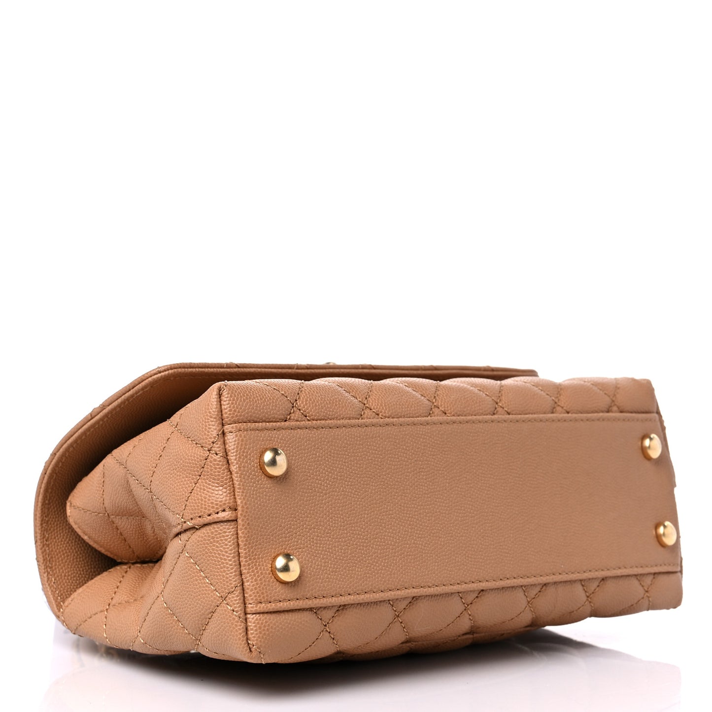 Caviar Quilted Mini Coco Chain Handle Flap Dark Beige