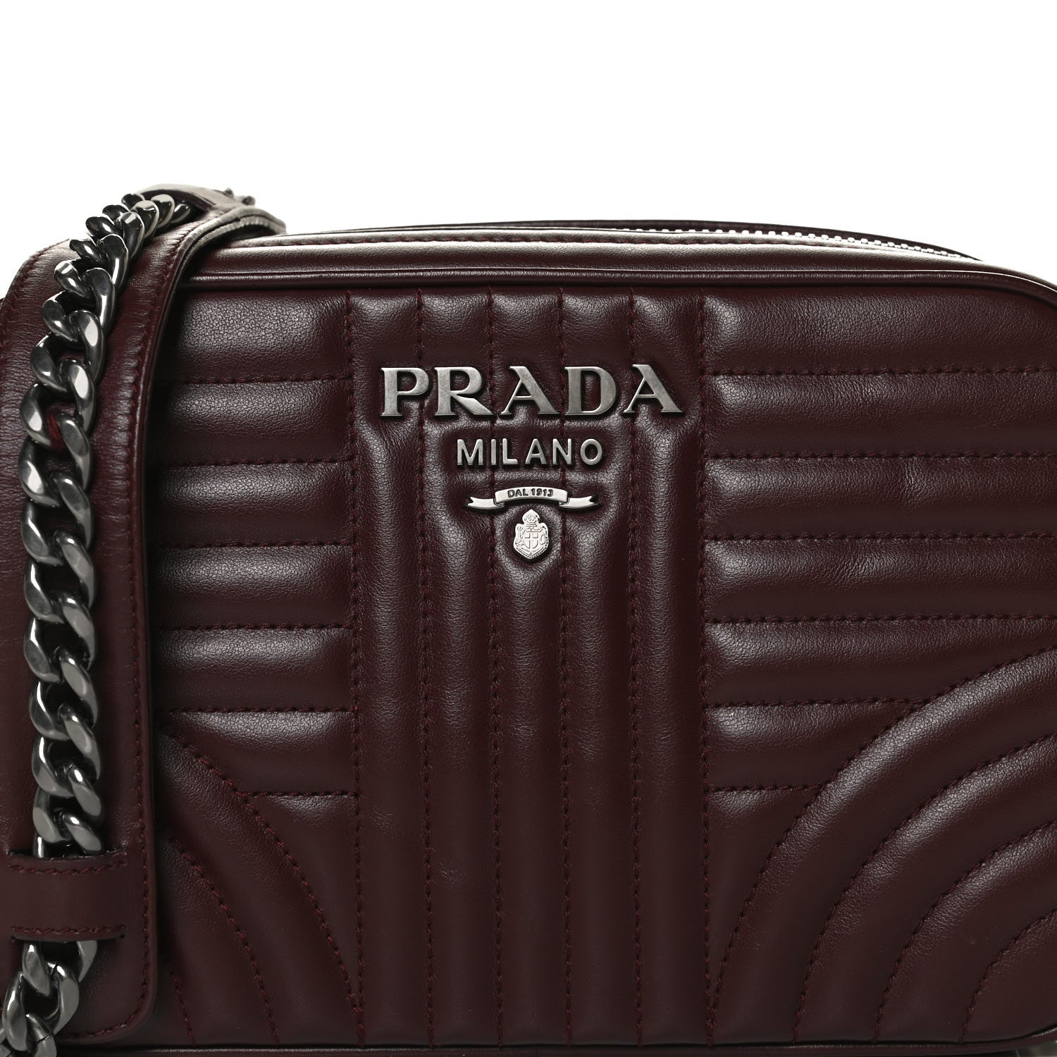 Prada Soft Calfskin Impunture Diagramme Camera Bag Granato 8 of 12