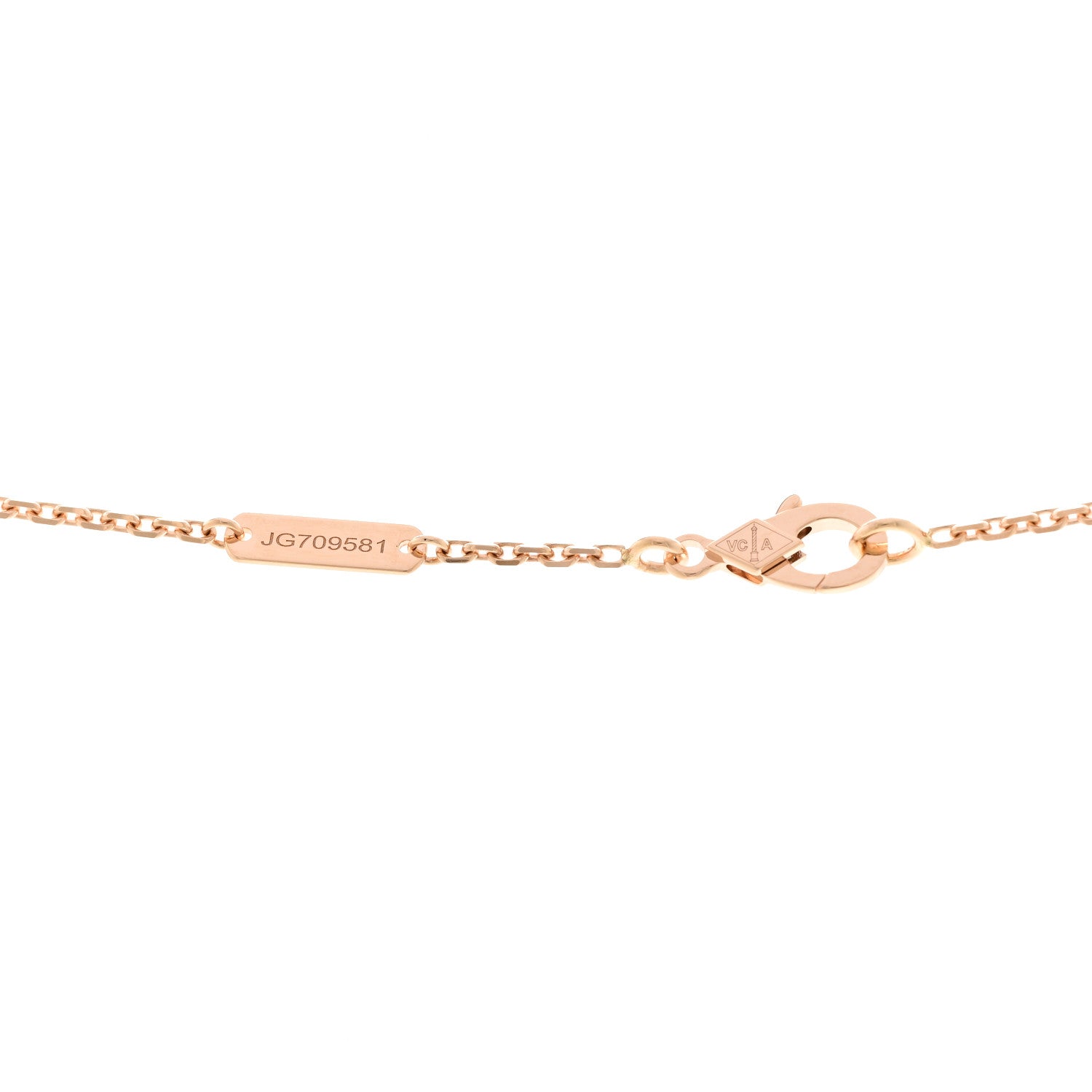 Van Cleef & Arpels 18K Rose Gold Diamond Pink Mother of Pearl Vintage Alhambra Pendant Necklace 5 of 6