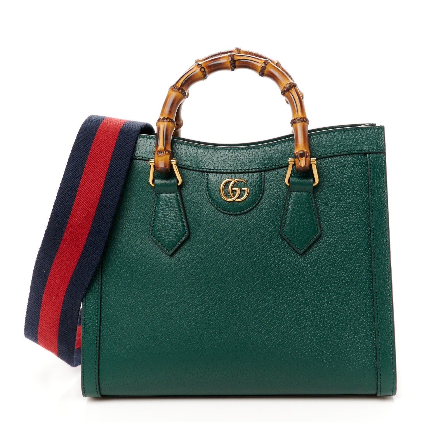 Textured Dollar Calfskin Small Diana Tote Bag Green