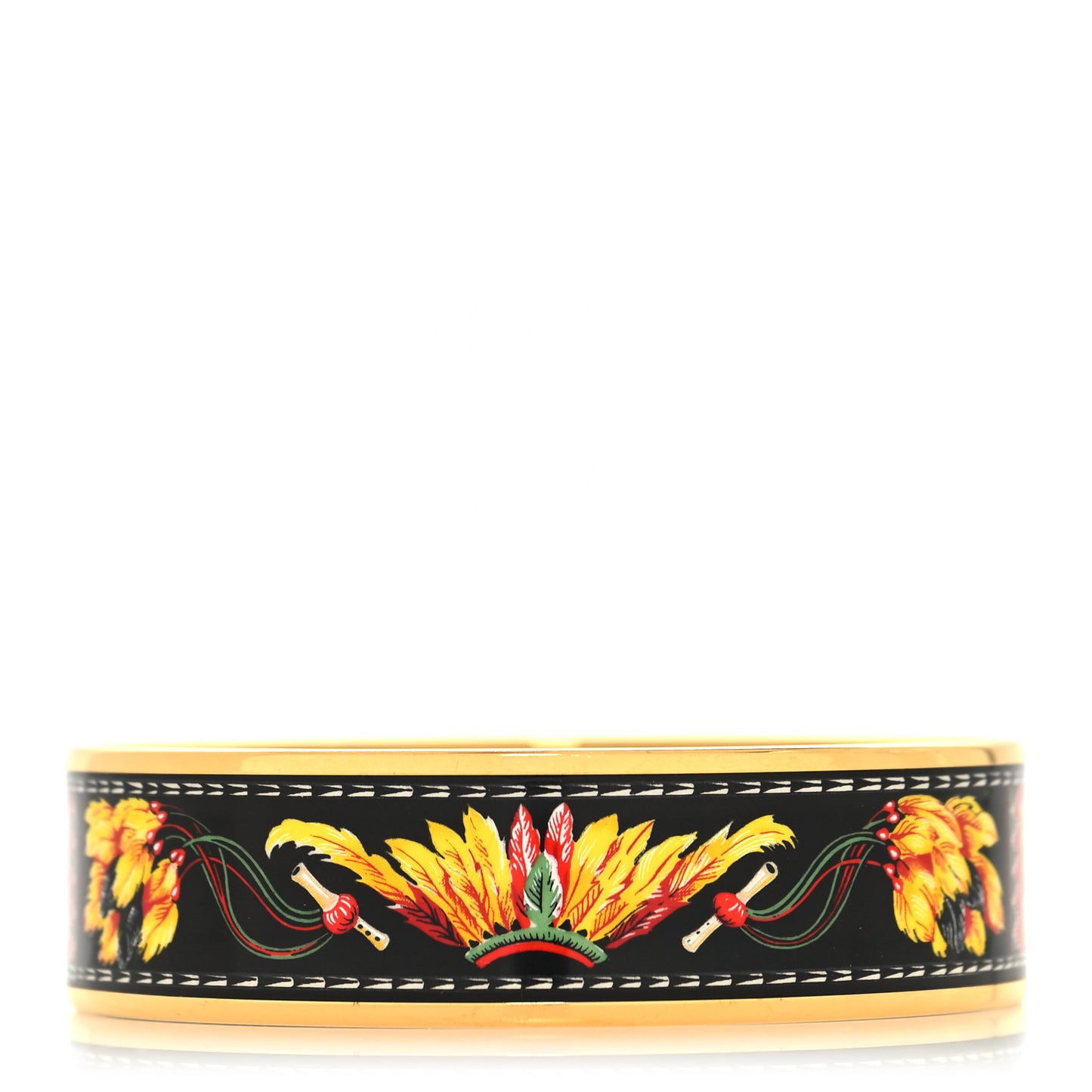 Enamel Printed Wide Brazil Bracelet 65 Black Multicolor