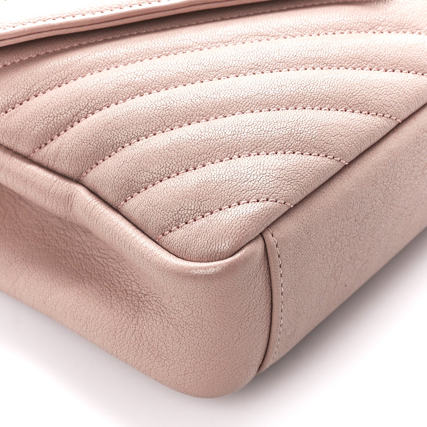 Sheepskin Matelasse Chevron Monogram Medium College Bag Rose Poudre