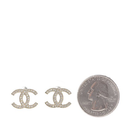 Chanel Crystal CC Earrings Light Gold 2 of 5