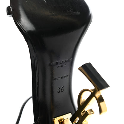Saint Laurent Patent Calfskin Opyum 110 Sandals 36 Black Gold 7 of 8