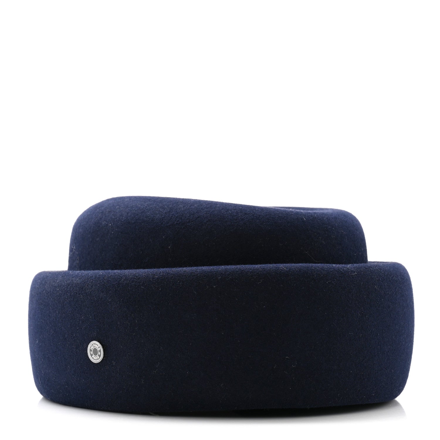 Hermes Rabbit Felt Foudre Pillbox Hat 58 Marine 1 of 8