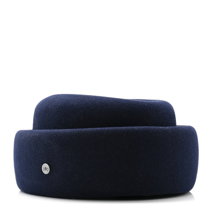 Hermes Rabbit Felt Foudre Pillbox Hat 58 Marine 1 of 8