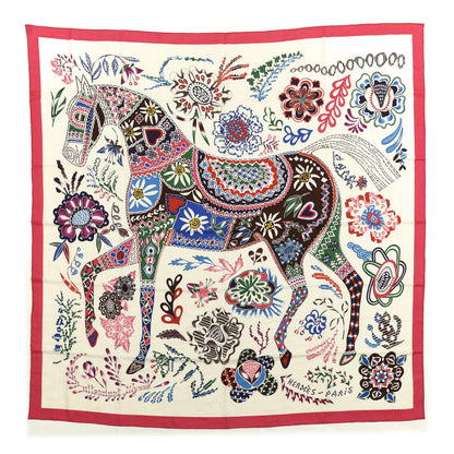 Hermes Cashmere Silk En Attendant Ulysse Shawl 140 White Rose Vif Multicolor 1 of 3