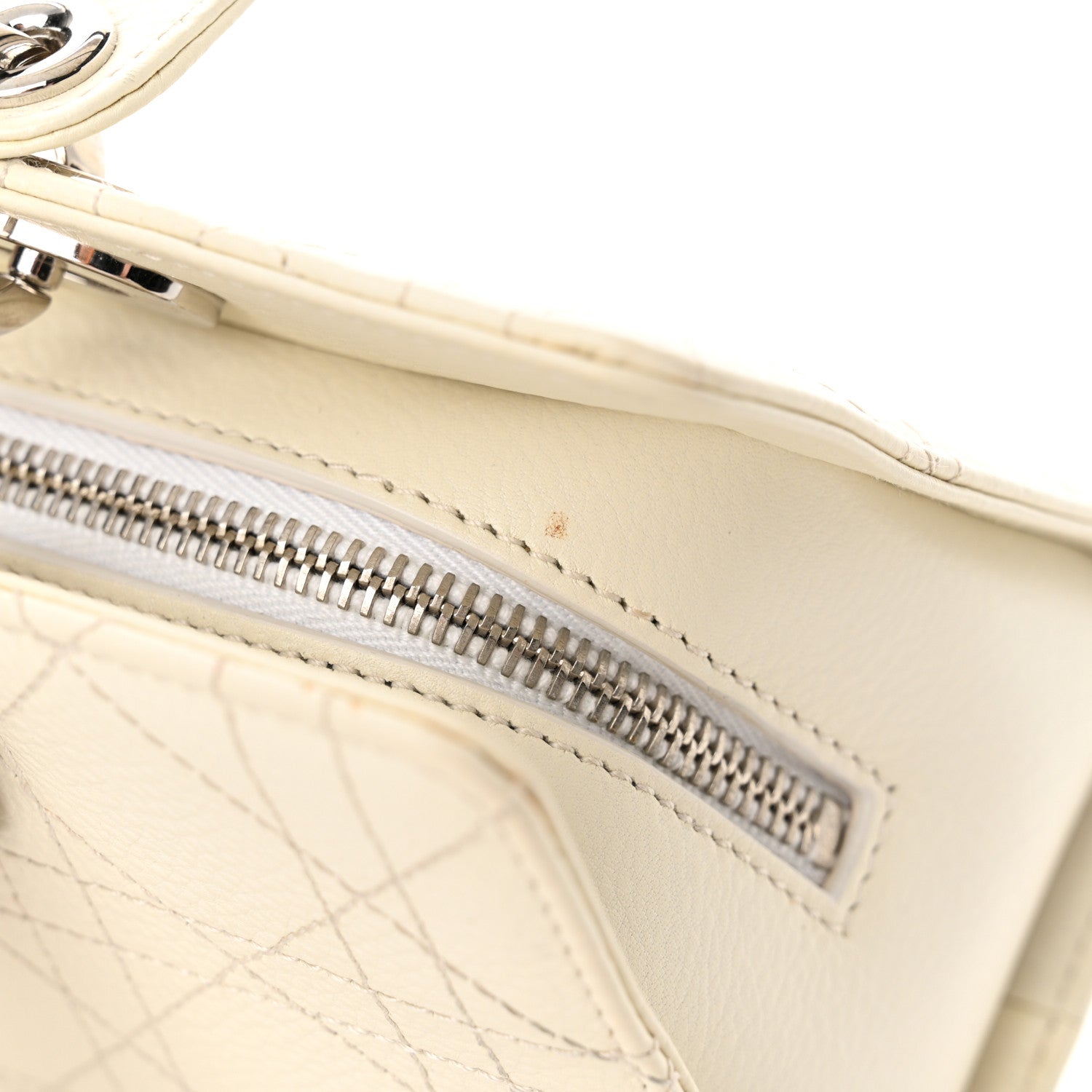 Christian Dior Calfskin Cannage Stitched Small East West Lady Dior White 11 of 15