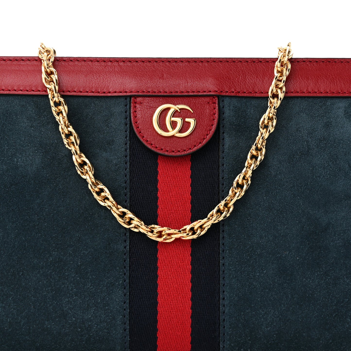 Suede Calfskin Web Small Ophidia Chain Shoulder Bag New Blue Romantic Cherry
