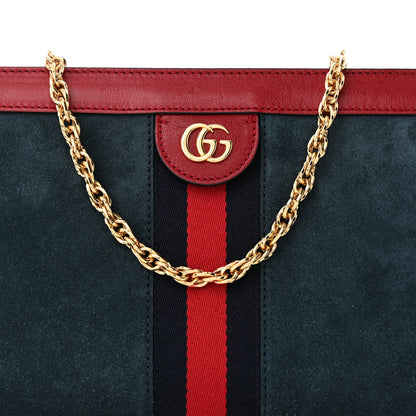 Gucci Suede Calfskin Web Small Ophidia Chain Shoulder Bag New Blue Romantic Cherry 8 of 10
