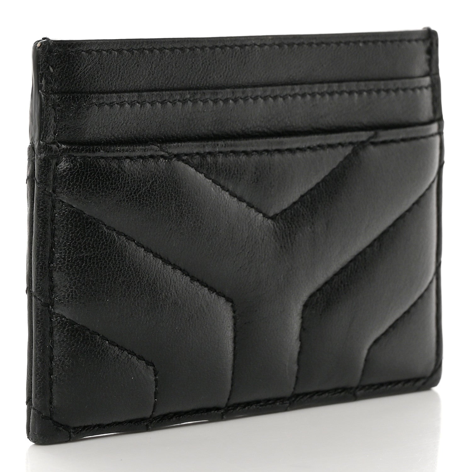 Saint Laurent Calfskin Y Quilted Monogram LouLou Credit Card Case Black 3 of 15