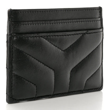 Saint Laurent Calfskin Y Quilted Monogram LouLou Credit Card Case Black 3 of 15