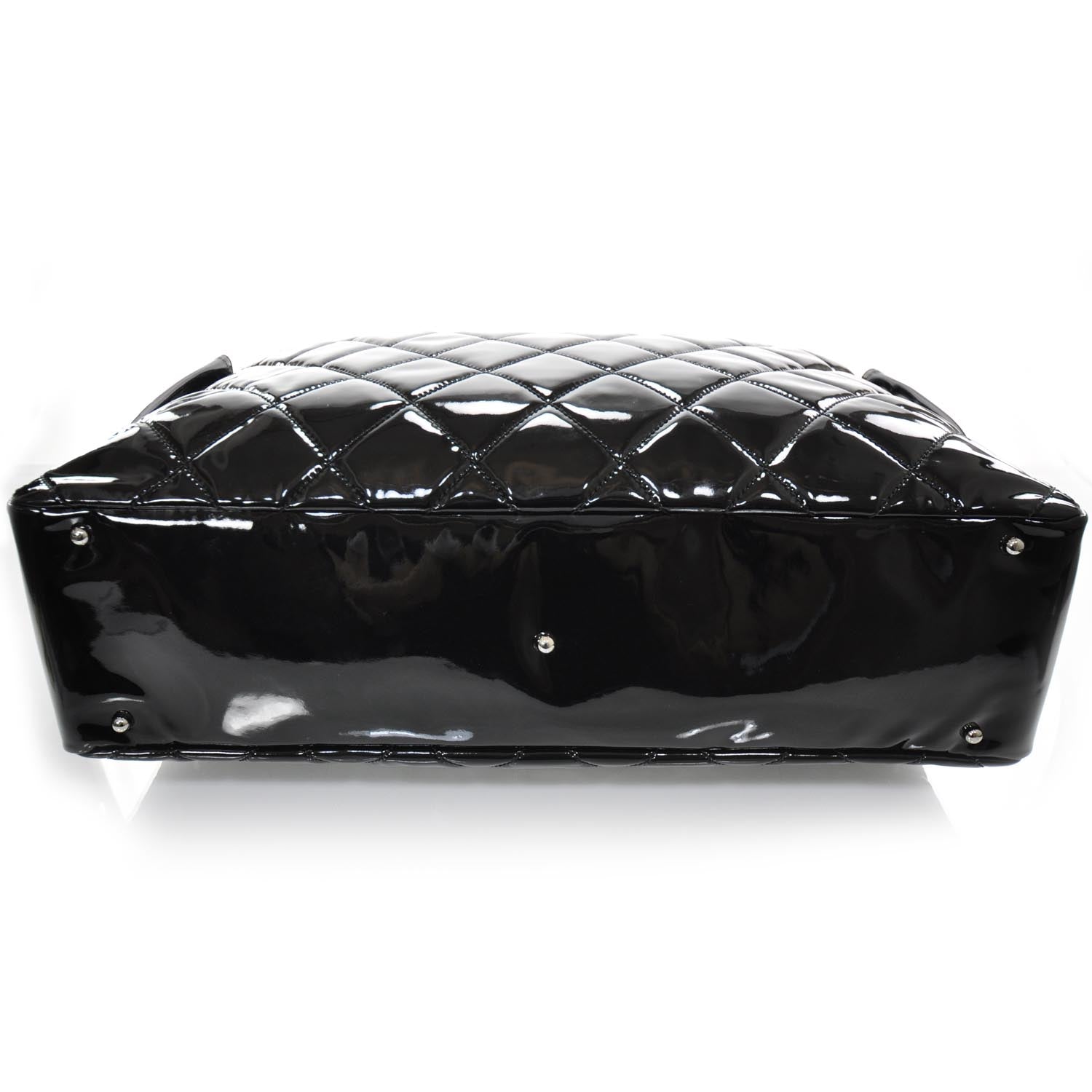 Chanel Vinyl Quilted Paris Biarritz XL Tote Black 3 of 9