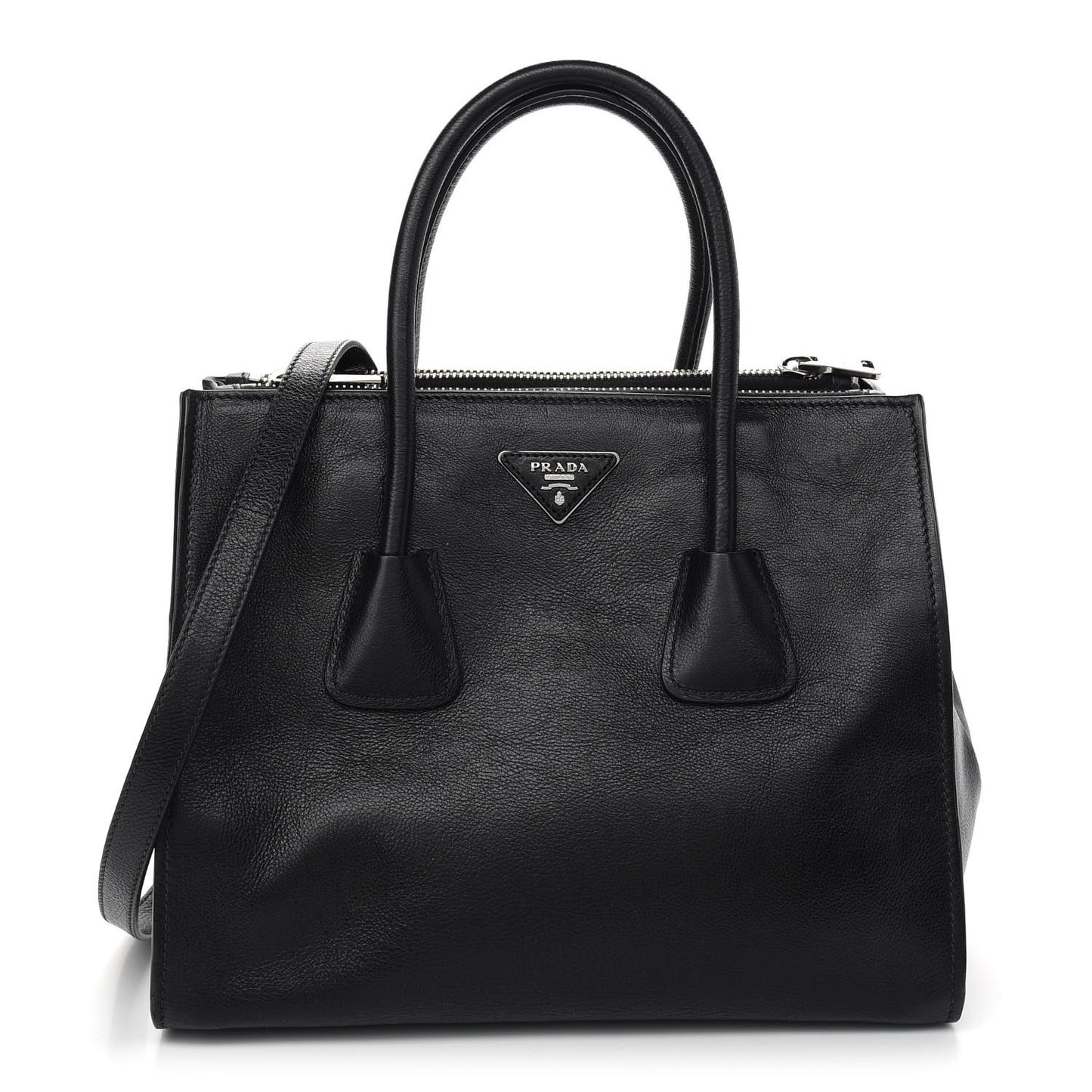 Glace Calf Twin Pocket Tote Black