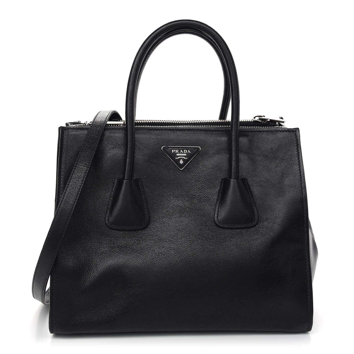 Prada Glace Calf Twin Pocket Tote Black 1 of 9