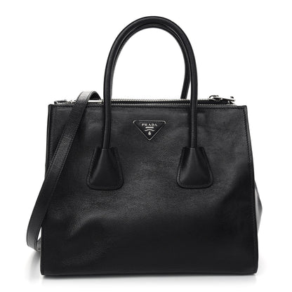 Prada Glace Calf Twin Pocket Tote Black 1 of 9