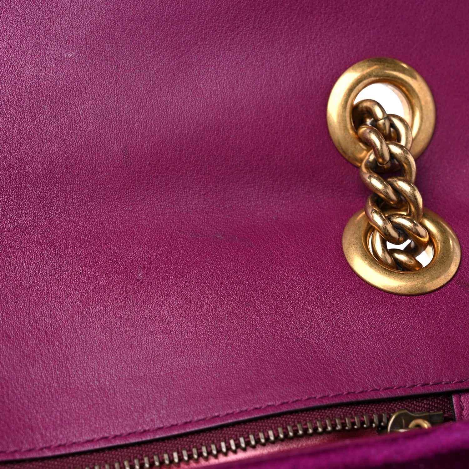 Gucci Velvet Matelasse Small GG Marmont Shoulder Bag Fuchsia Violet Cyclamen 12 of 18