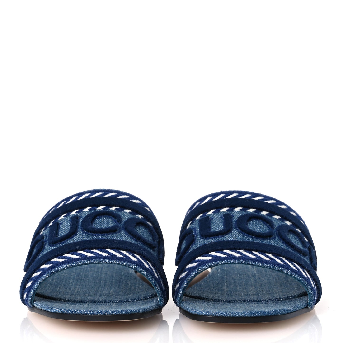 New Denim Logo Embroidered Slide Sandal 39 Light Blue