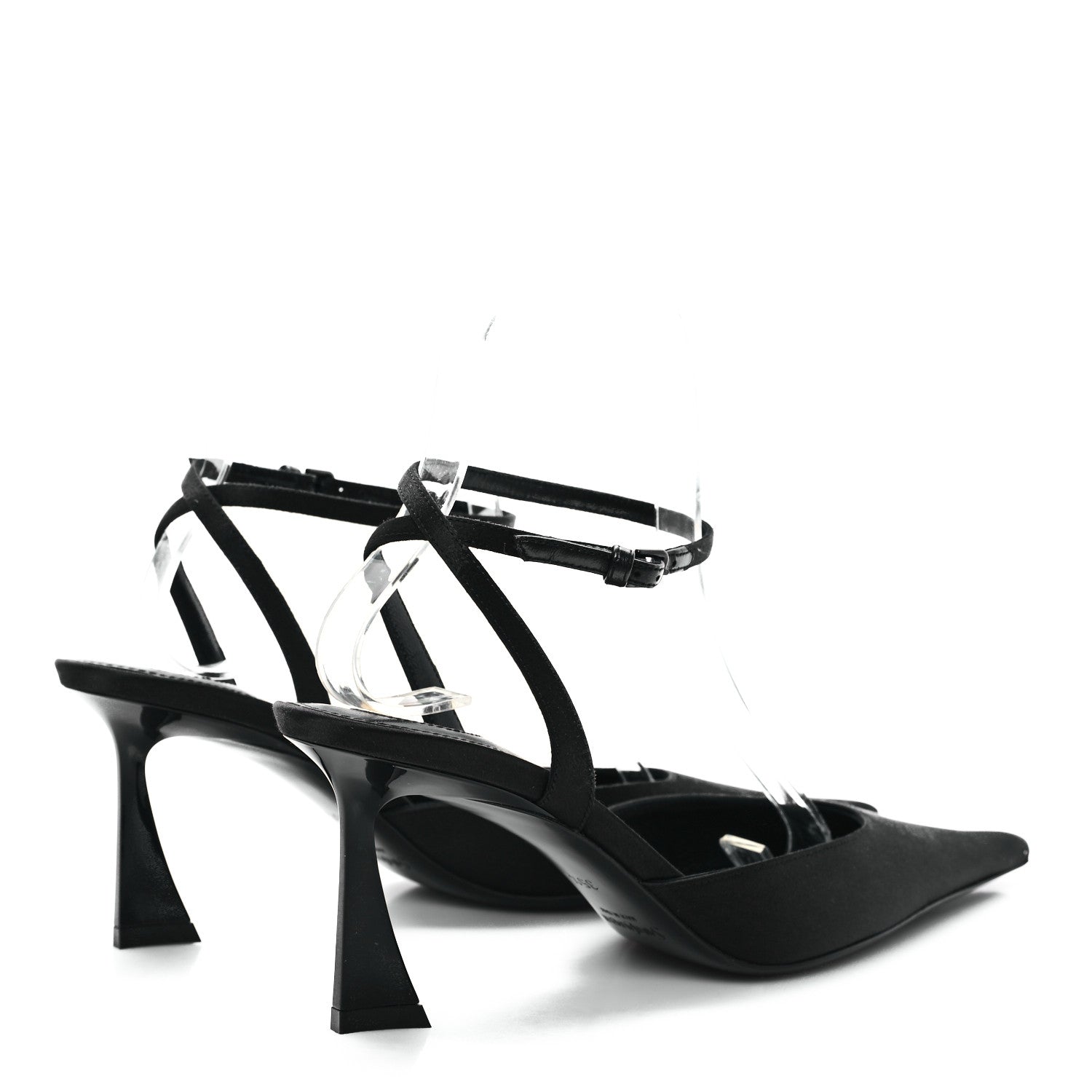 Saint Laurent Satin Crepe Aimee 75 Slingback Pumps 35.5 Black 5 of 10