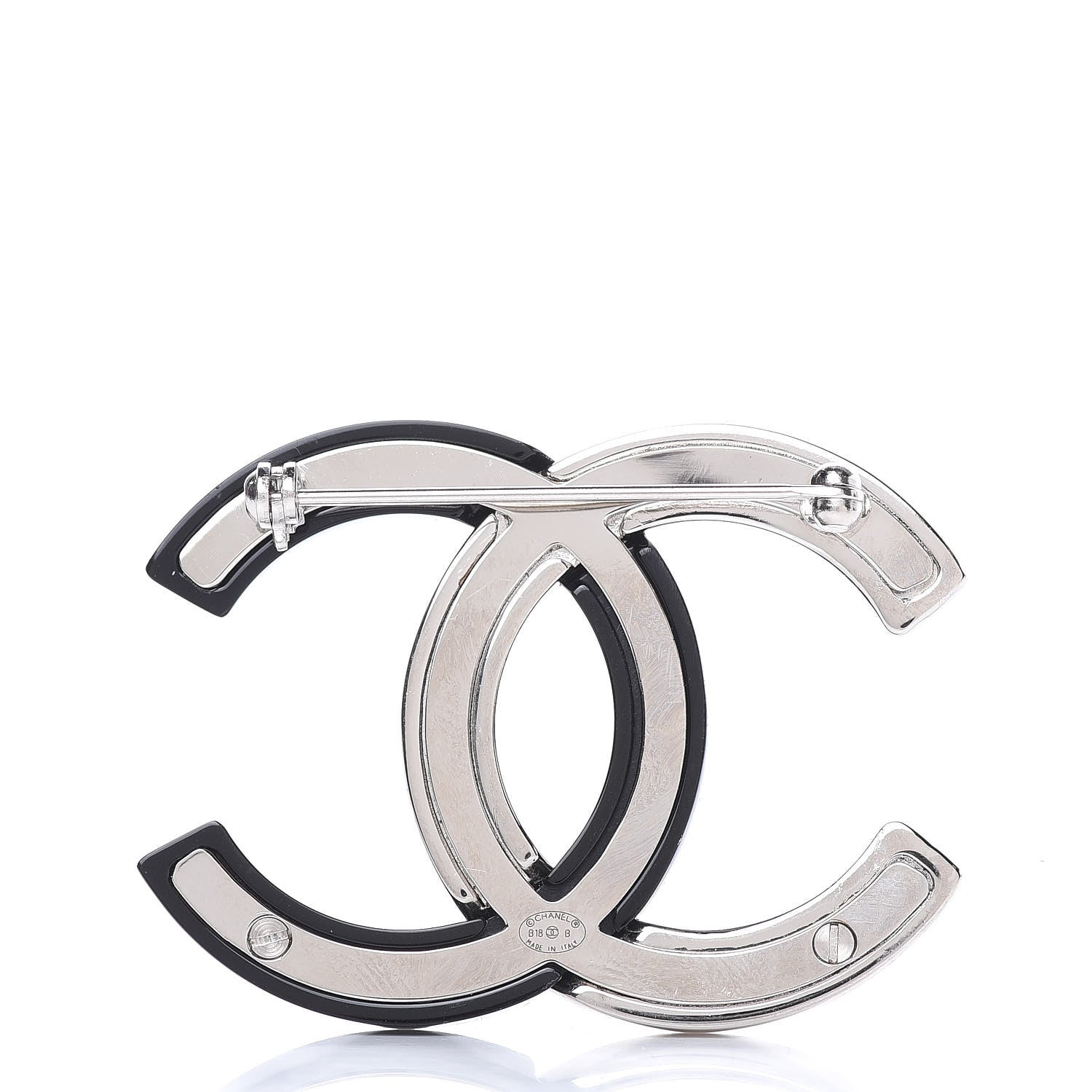 Chanel Enamel Crystal CC Brooch Black 3 of 5