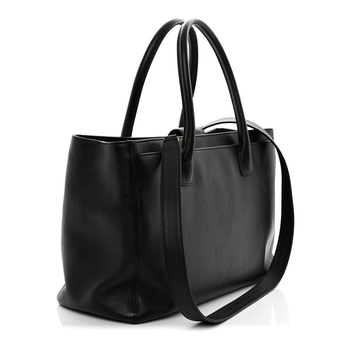 Calfskin Cerf Executive Shopper Tote Black