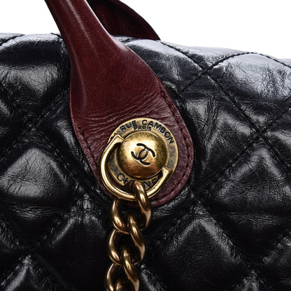 Chanel Glazed Calfskin Castle Rock Large Flap Black Burgundy 9 of 17