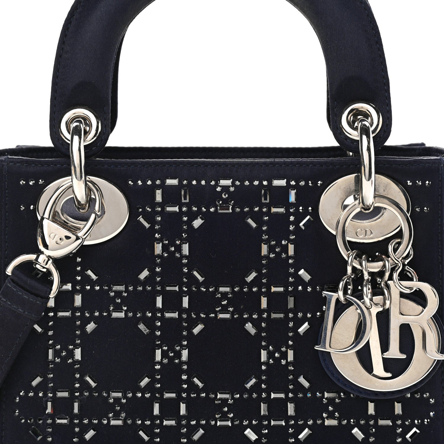 Christian Dior Satin Crystal Cannage Mini Lady Dior Black 8 of 10