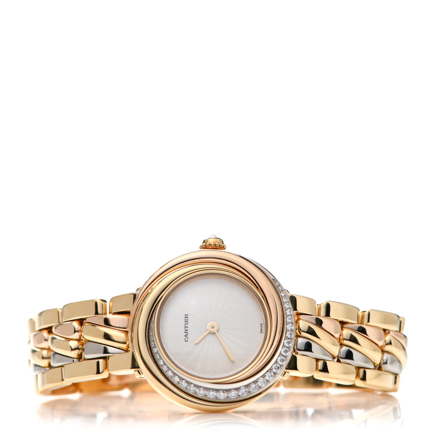 Cartier 18K Pink Yellow White Gold Diamond 27mm Trinity Quartz Watch 2 of 4