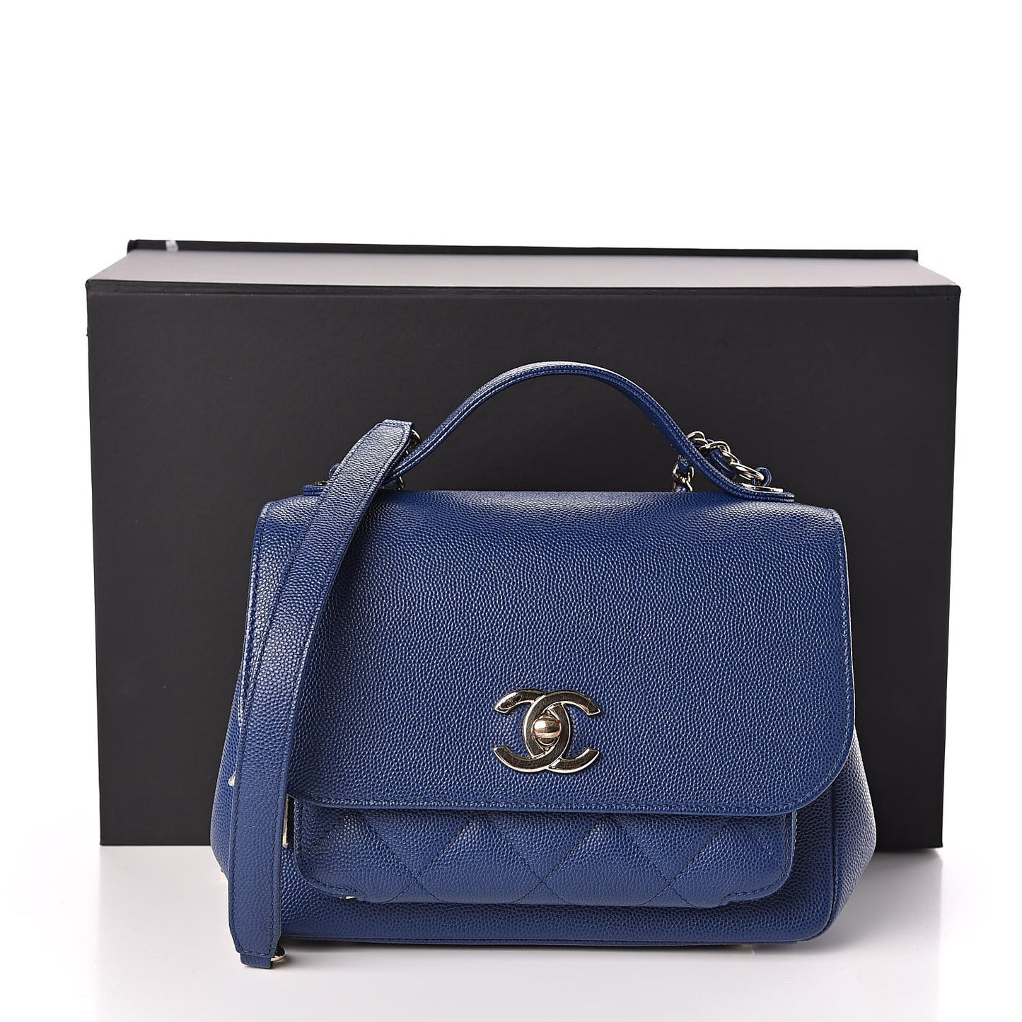 Caviar Quilted Mini Business Affinity Flap Blue