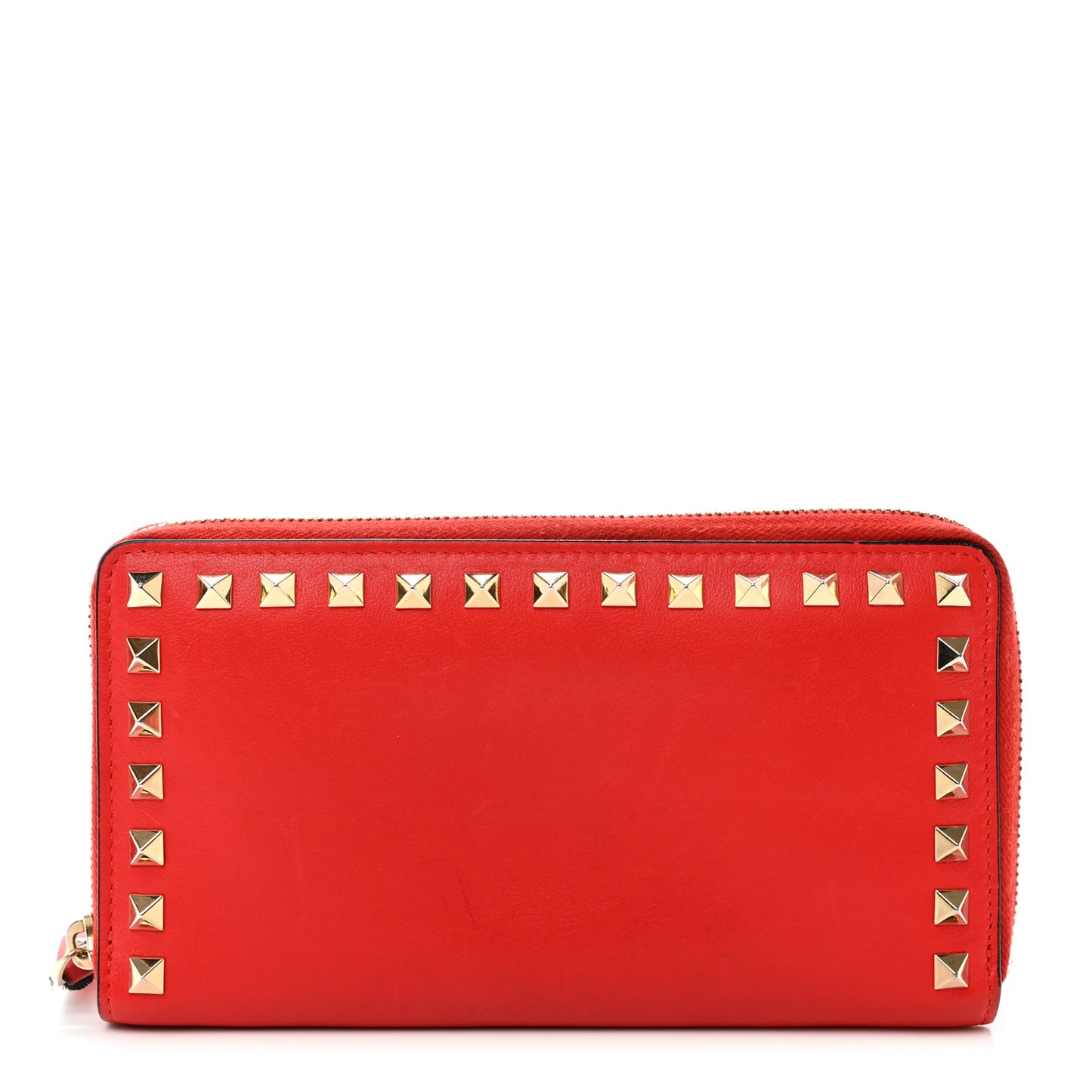 Nappa Rockstud Zip Around Wallet Deep Orange