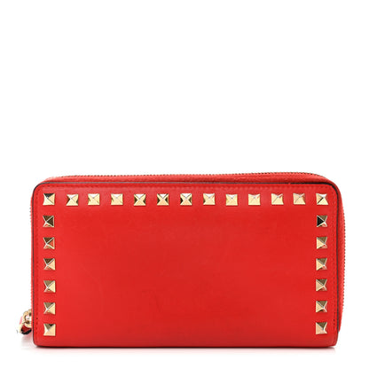 Valentino Garavani Nappa Rockstud Zip Around Wallet Deep Orange 1 of 9