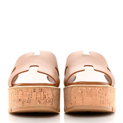 Hermes Calfskin Cork Eze 30 Sandals 40 Gold 2 of 9