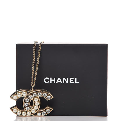 Chanel Crystal Pearl CC Pendant Necklace Gold 6 of 6