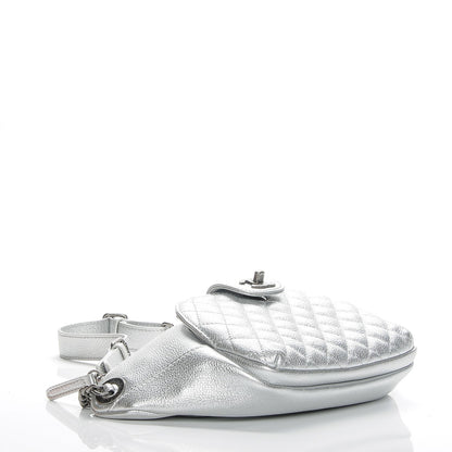Chanel Metallic Grained Calfskin Quilted Casual Rock Waist Bag Silver 4 of 7