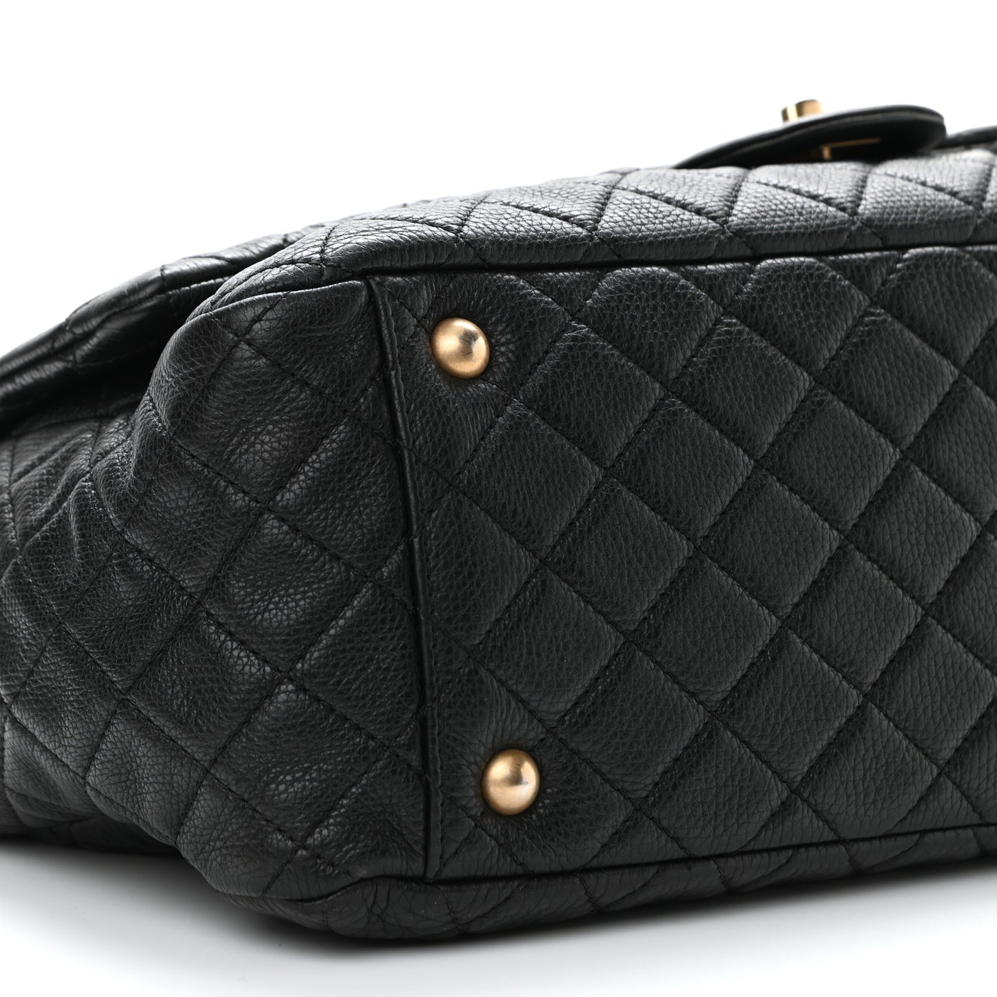 Calfskin Quilted XXL Travel Flap Bag Black