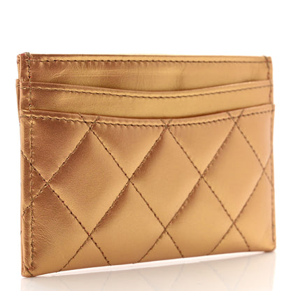 Chanel Metallic Lambskin Quilted CC Card Holder Gold 3 of 9