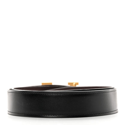 Hermes Box Togo 32mm Guilloche H Belt 80/32 Black Chocolate 2 of 8